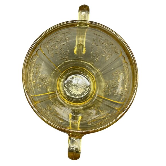 Vtg 1930s Open Sugar Bowl Depression Glass Sharon Cabbage Rose Amber Colored - Picture 6 of 7